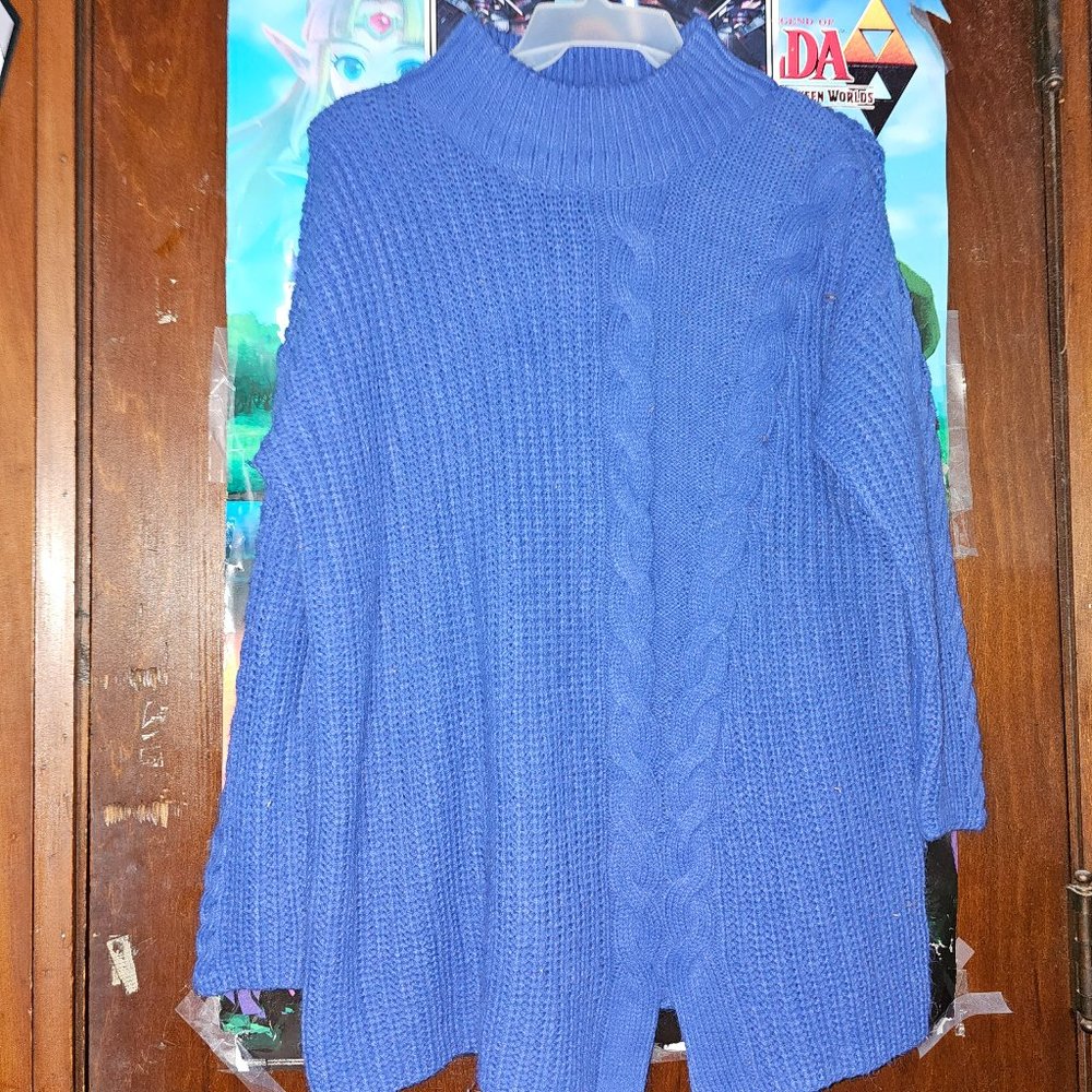 Poof Apparel Blue knitted sweater 1x